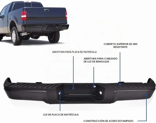 Vista 2 de PIT66 Conjunto de Cobertura de Parachoques Trasero de Acero, Compatible con Ford F150 2009-2014 9L3Z17906A-PFM, 9L3Z17906A, 9L3Z17B807A