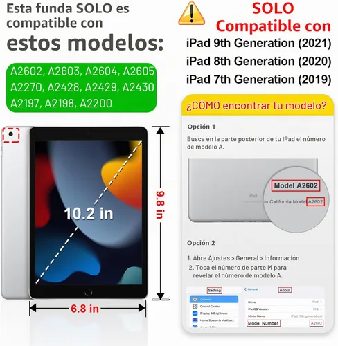 Vista 2 de Fintie Funda delgada para iPad de 9ª / 8ª / 7ª generación de 10.2 pulgadas Tri-Fold Stand, Flexible Soft TPU Back Cover, Viewing & Typing Angles