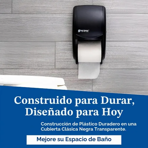 Vista 5 de Dispensador doble de papel de baño estándar San Jamar R3500TBK, color perla negra