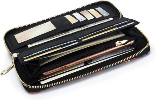 Vista 189 de Cartera de mano para mujer, estilo bohemio, con RFID, elegante, espaciosa con correa para viajes, capacidad para tarjetas, teléfono, dinero