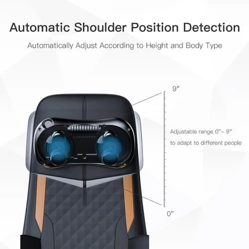Vista 4 de CLORIS Masajeador de cuello y espalda con calor, reposacabezas ajustable automático, compresión Shiatsu 3D y almohadilla de masaje rodante