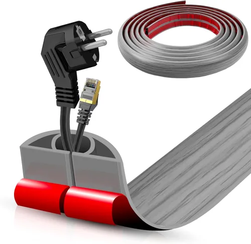 Vista 79 de Cubierta autoadhesiva para cables de suelo, gestión de cables de 3.3 pies, protector de tira de extensión para cables, evita tropiezos de cables
