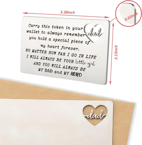 Vista 22 de YODOCAMP Tarjeta de billetera con texto en inglés "Thank You Dad", tarjeta de cartera grabada para mi papá de hija e hijo, cumpleaños, día