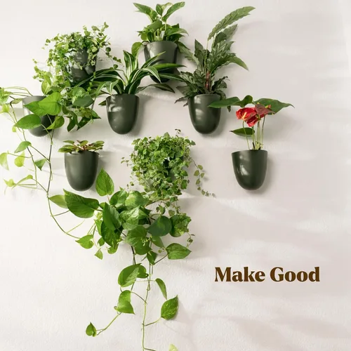 Vista 6 de Make Good PlantPod Luxe - Macetas de pared con riego automático (juego de 3, verde bosque), fáciles de regar e instalar, ligeras, diseña tu propio