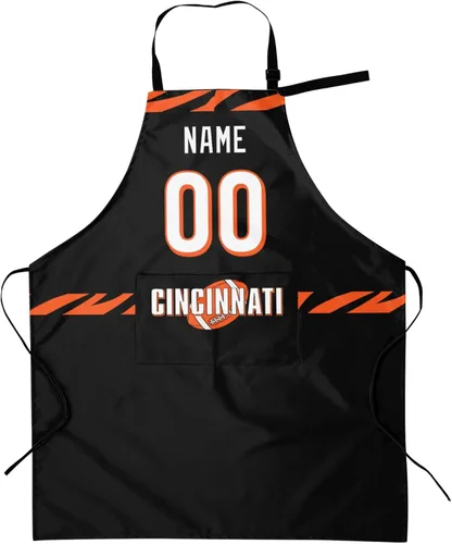 Vista 11 de Delantal con bolsillos, nombre personalizado y número, regalos personalizados para hombres y mujeres fanáticos del fútbol