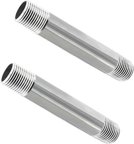 Vista 2 de GeilSpace Tubo de acero inoxidable de 1/2 x 4 pulgadas, boquilla de tubo 304 para tuberías y accesorios roscados estándar de 1/2 pulgada, tubo