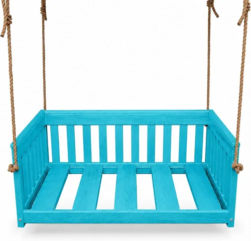 Vista 10 de Amish Made Antique Mahogany Mission Swing, Made in USA Deep Seating Mission Collection HDPE Poly Lumber Porch Swing with Rope, All-Weather Outdoor