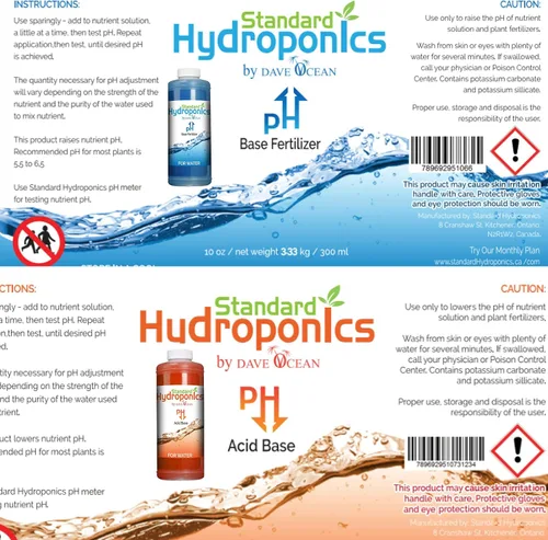 Vista 6 de Kit de pH hidropónico estándar para subir y bajar - Ajustador de pH de botella de 10 onzas para sistemas hidropónicos, fibra de coco incluso suelo.