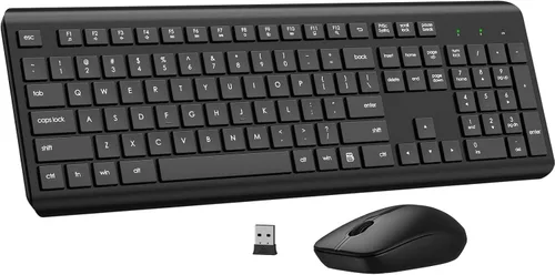 Vista 12 de Combo de teclado y mouse inalámbricos, teclado ergonómico silencioso de tamaño completo y mouse óptico, batería de larga duración, teclado de mouse
