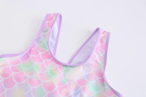 Vista 3 de Traje de baño para niñas de una pieza con diseño de unicornio y sirena, bañador de arcoíris