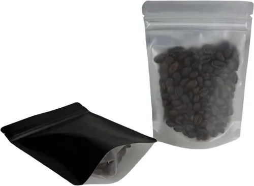Vista 7 de PABCK 50 bolsas resellables de Mylar color negro, bolsas autosellables para almacenamiento de alimentos, dulces y café, bolsas de plástico