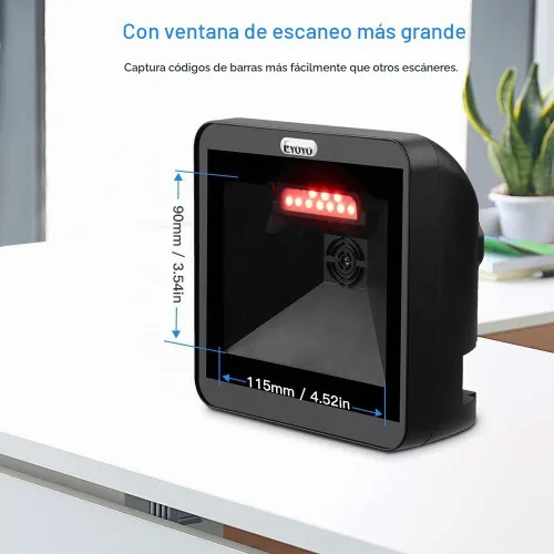 Vista 7 de Eyoyo Escáner automático de código de barras QR 1D 2D manos libres
