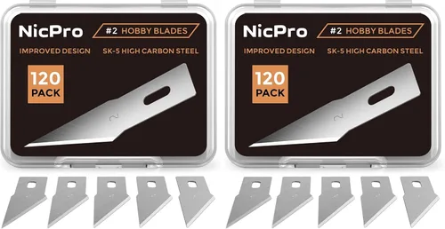 Vista 10 de Nicpro Juego de 120 cuchillas de hobby SK-5, repuesto de utilidad #2, herramienta de corte de repuesto con estuche de almacenamiento