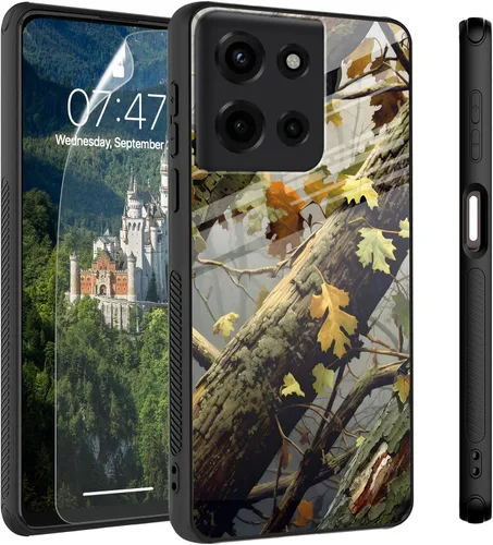 Vista 24 de Funda para Motorola Moto Edge 2022, cubierta trasera de vidrio templado con protector de pantalla, funda protectora a prueba de golpes para Motorola