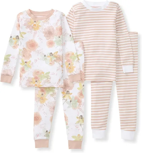 Vista 8 de Burt's Bees Baby Pijama de algodón orgánico para niñas, conjunto de pijama 100% algodón para niños pequeños y niños, tela suave y elástica Trébol