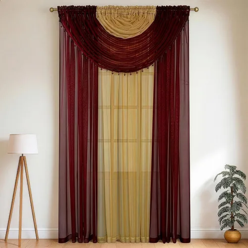 Vista 7 de YHSF Cortinas Transparentes Colección Laura – Juego de 4 paneles, 84 pulgadas de largo – Cortinas elegantes para dormitorio y más – Cenefas