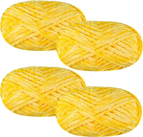 Vista 19 de 4 piezas de 400g de hilo de terciopelo chenilla suave para tejer a ganchillo, hilo esponjoso y cálido para tejer y ganchillo, manualidades DIY Rosa