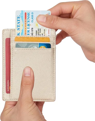 Vista 6 de LinsCraft Pequeñas carteras de bolsillo con bloqueo RFID para hombres y mujeres