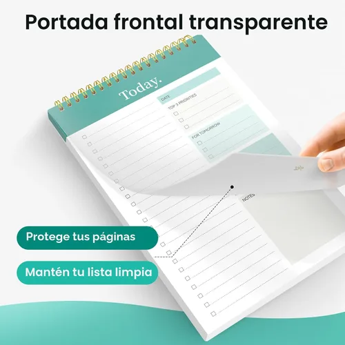 Vista 3 de Taja Bloc de notas de lista de tareas – Cuaderno de lista de tareas para el trabajo con 52 hojas, 9.8 x 6.5 pulgadas, planificador diario sin fecha