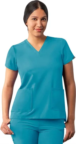 Vista 15 de Adar Addition - Ropa quirúrgica para mujer, moderna camiseta médica con cuello en V Rosa suave