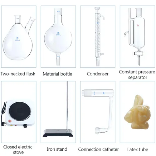 Vista 5 de 33.8 fl oz Lab Aceite Esencial Distilación de Vapor Aparatos Lab Cristalería Kits Destilador de Agua Purificador con Estufa Caliente Graham
