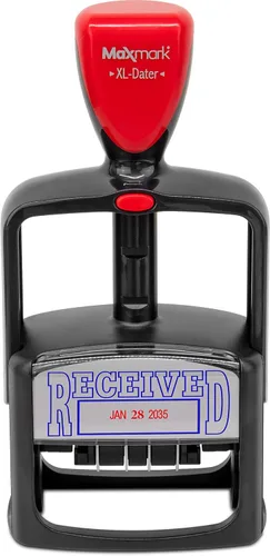 Vista 2 de MaxMark - Sello de fecha resistente estilo 3 con sello de entintado automático recibido, tinta negra