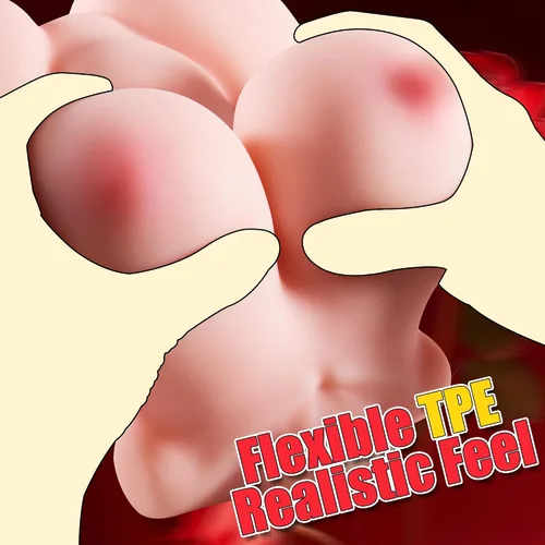 Vista 4 de Muñeca sexual de torso masturbador masculino para hombres, coño de bolsillo con textura de piel realista, 2 agujeros apretados (vagina y anal)