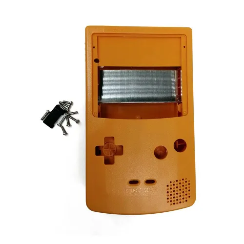 Vista 7 de Cowhilan Replacement IPS Full Housing Shell Case + Screwdrivers Compatible with Gameboy Color GBC IPS Highlight Screen Console, Orange