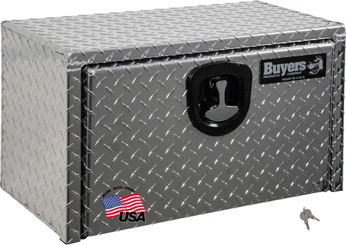 Vista 21 de Buyers Products 1705148 - Caja de camión de aluminio diamantado para debajo de la carrocería con pestillo de mango en T, 14 x 12 x 16 pulgadas