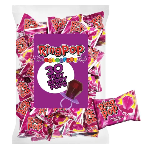 Vista 8 de Ring Pop Paquete de piruletas a granel de frambuesa azul envuelta