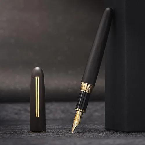 Vista 3 de Jinhao 9036 - Pluma estilográfica de madera natural hecha a mano, punta extrafina, ébano