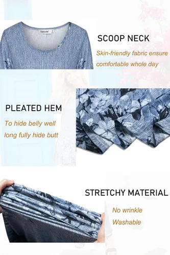 Vista 4 de Tencole Camisas de manga 34 para mujer, túnica elegante, ropa casual con estampado floral
