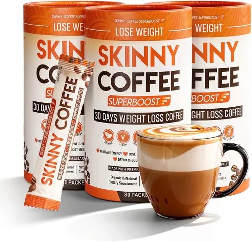 Vista 7 de Skinny Coffee Super Boost - Café para perder peso, quemador de grasa del vientre para mujeres y hombres, keto vegano sin azúcar, reduce