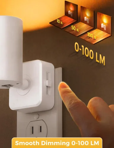 Vista 6 de L LOHAS LED Luces nocturnas enchufables a la pared, [paquete de 2] focos de pared para interiores con sensor de luz, luces nocturnas ámbar