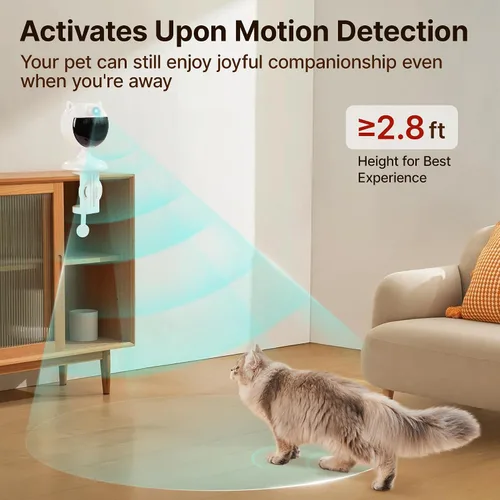 Vista 2 de Potaroma Juguete láser inteligente para gatos con sensor interactivo, activada por movimiento, Trjajectory verdaderamente aleatorio, diseño