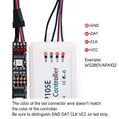 Vista 3 de VIPMOON Controlador Bluetooth inalámbrico SP105E, controlador de luz LED DC5V ~ 24V WS2812B controlador para WS2811 WS2812B SK6812 LED tira pixel