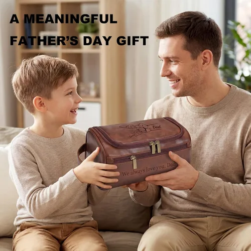 Vista 5 de Easycosy Neceser personalizado para hombres, grabado con nombre e iniciales, neceser de cuero PU para hombres para viajar, artículos esenciales
