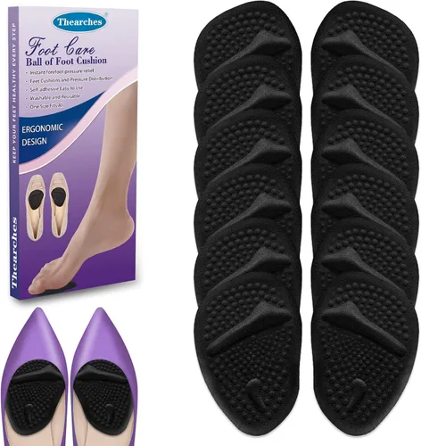 Vista 10 de 6 pares de almohadillas metatarsianas para talones de bolas de gel de pies para mujeres, almohadillas adhesivas invisibles para el antepié, inserto