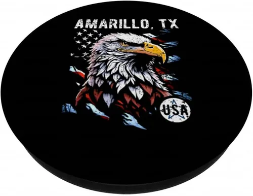 Vista 2 de Amarillo TX Patriotic Eagle USA Flag Vintage Style Design PopSockets Adhesive PopGrip