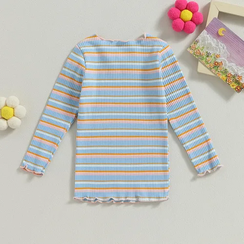 Vista 3 de Camiseta de manga larga cálida para bebés y niñas pequeñas, ropa básica para otoño e invierno