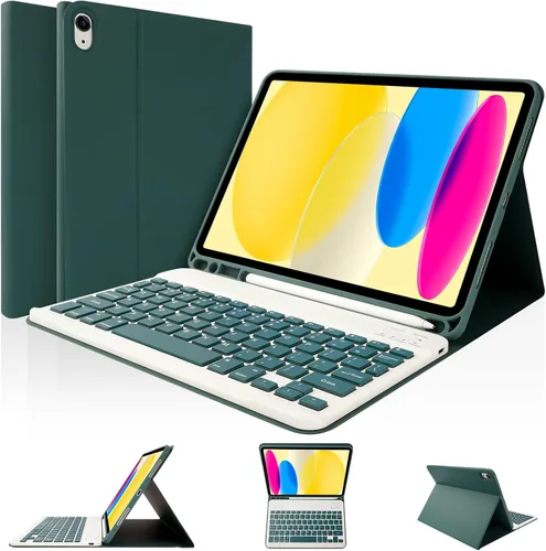 Vista 18 de LAMA Funda con Teclado Touchpad para iPad (A16) 11ª generación 2025/10ª generación 2022, funda tipo folio con soporte para lápiz, trackpad