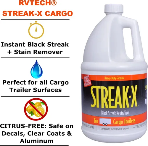 Vista 2 de RVTECH Streak-X Cargo + Remolques cerrados Instant RV Black Streak Remover - Race Hauler - Race Hauler - Lavado limpiador de manchas de humo, hollín
