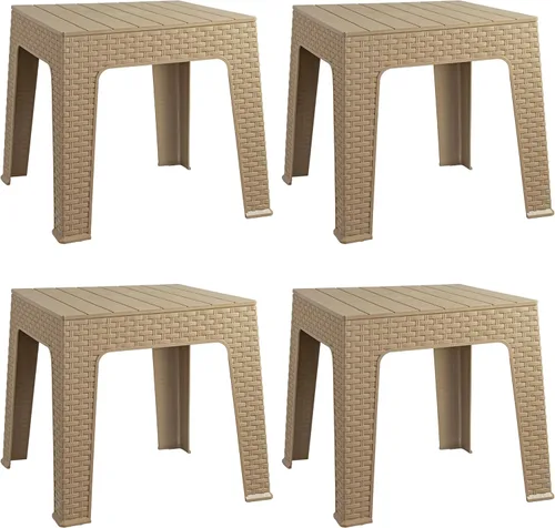 Vista 14 de Sunnydaze Adirondack - Mesa auxiliar pequeña para exteriores para elementos esenciales de balcón, mesa auxiliar cuadrada de plástico para patio