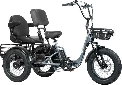 Vista 15 de Folding Electric Tricycle for Adults 2 Seater, 20MPH 100 Miles 4" Wide Fat Tire Electric Trike, 3 Wheel Electric Bike 1200W, 48V 20AH Battery