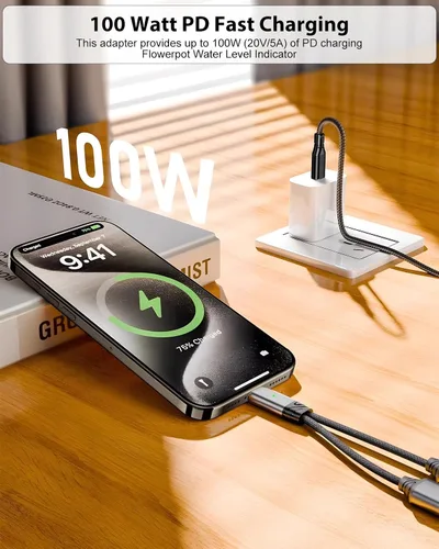 Vista 4 de Adaptador USB C a USB OTG, divisor USB-C 2 en 1 con puerto de carga rápida PD de 100 W y puerto USB hembra compatible con iPhone 16/15, iPad