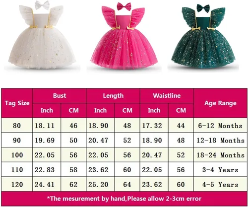Vista 7 de NNJXD Baby Girl Princess Dress Bowknot Sequins Dresses
