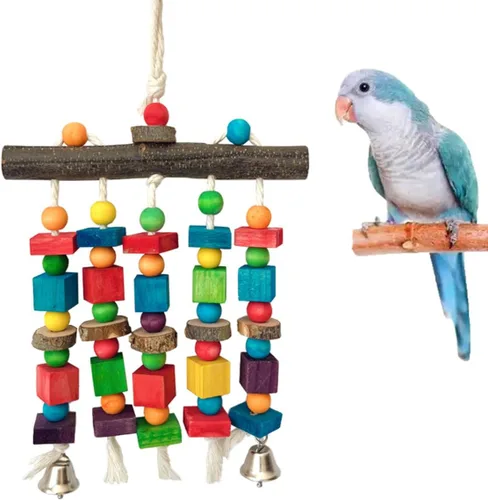 Vista 8 de Juguetes para pájaros para periquitos Conures, accesorios de jaula de pájaros, juguetes de forraje para jaula BellBall