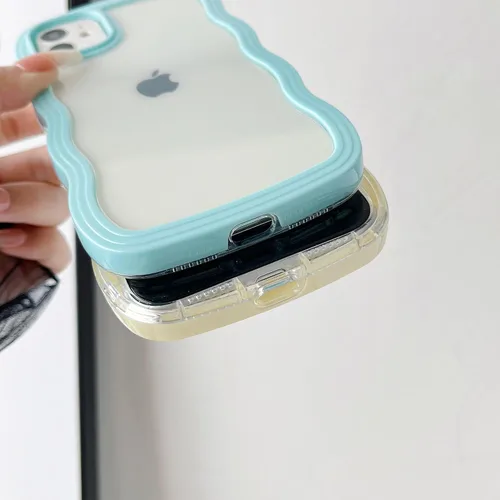 Vista 5 de Caseative Funda para iPhone 11, color negro Forma de marco de onda rizada linda a prueba de golpes suave