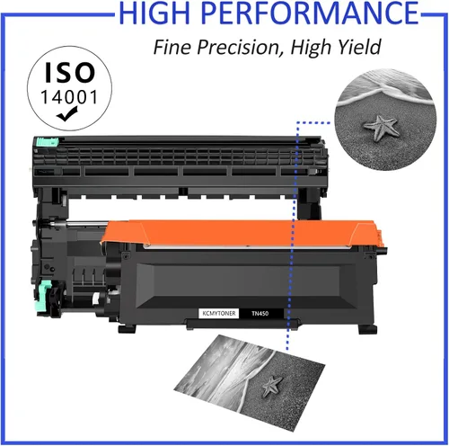 Vista 4 de Paquete de 1 cartucho de tóner negro TN450 de alto rendimiento + 1 unidad de tambor DR420 de repuesto compatible con impresora Brother MFC-7860dw