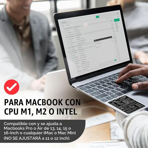 Vista 7 de Synerlogic Pegatina de accesos directos de Mac OS Calcomanías de teclado para macOS Hoja de trucos de vinilo laminado para MacBook para Negro